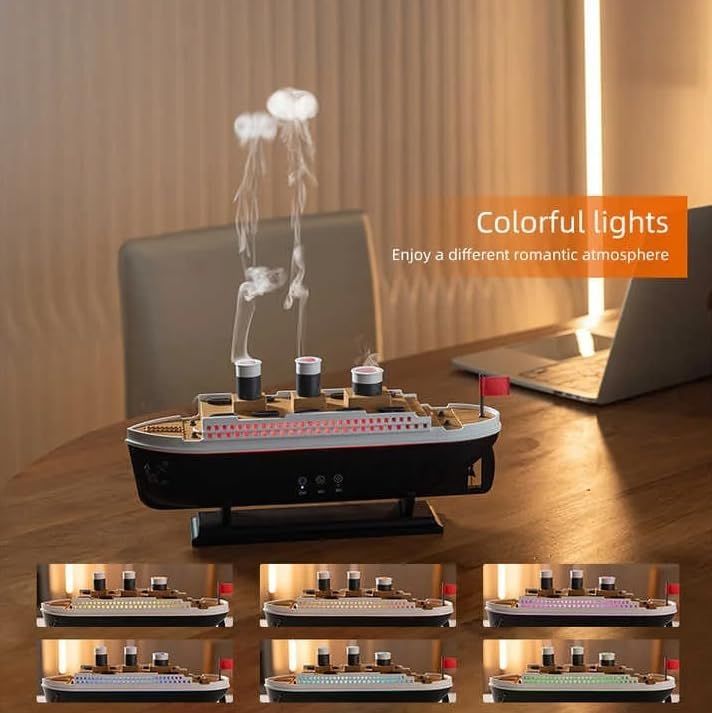 Titanic Steam Ship Design Humidifier & Aroma Diffuser | مرطب الهواء وموزع العطور بتصميم سفينة تيتانيك